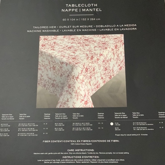 RALPH LAUREN TABLECLOTH NAPPE RED WHITE POINSETTIA ROUND NWT COTTON 70 - Picture 3 of 7